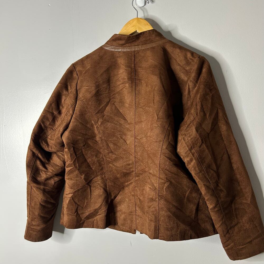 Laura Ashley Brown Suede Zip-Front Jacket - Picture 9 of 10